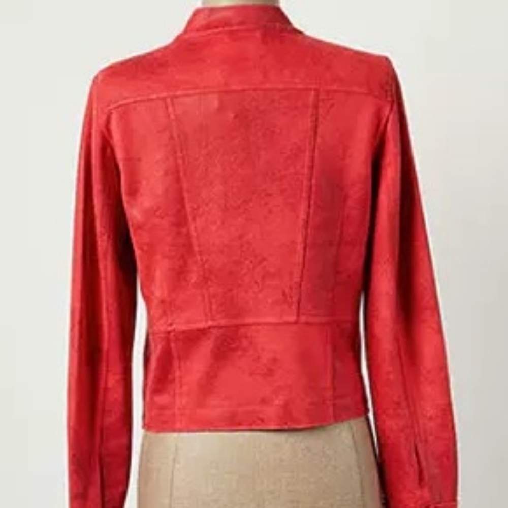 Sandwich_‎ Red Faux Suede Jacket – Size 36 (Medium) –  Zip Jacket - Picture 2 of 10